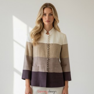 Áo khoác ghép, 18 khuy bọc, khuyết vòng ANNA